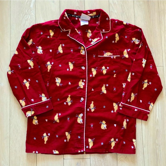 Classic Pooh Button Down Long Sleeve Pajama Top - Picture 1 of 11